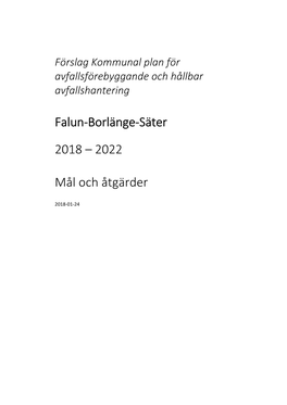 Falun-Borlänge-Säter 2018 – 2022 Mål Och Åtgärder
