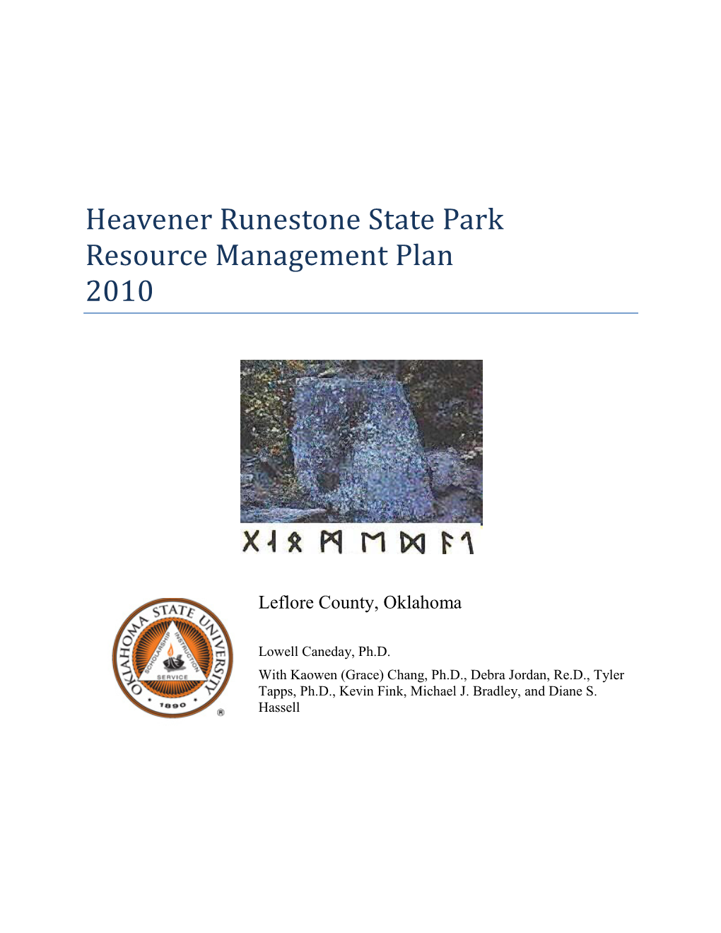 Heavener Runestone State Park Resource Management Plan 2010