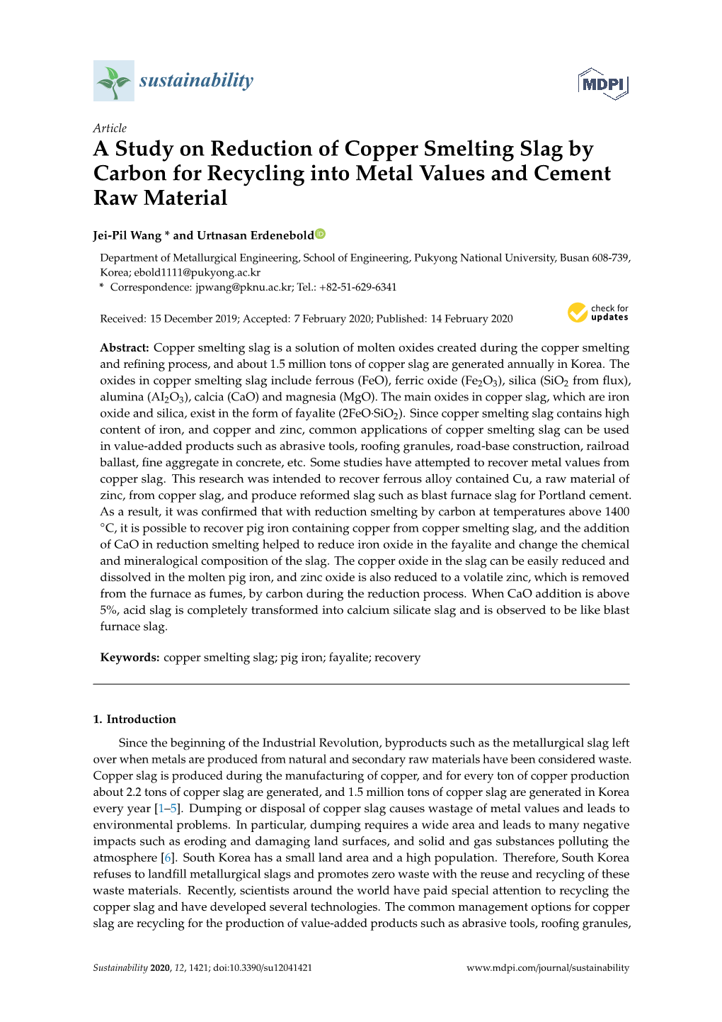 A Study on Reduction of Copper Smelting Slag by Carbon for Recycling Into Metal Values and Cement Raw Material