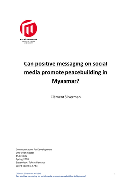 Can Positive Messaging on Social Media Promote Peacebuilding in Myanmar?