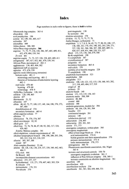 Page Numbers in Italics Refer to Figures, Those in Bold to Tables Abontorok Ring Complex 365-6 Absarokite 104 Acid Porphyrites 1