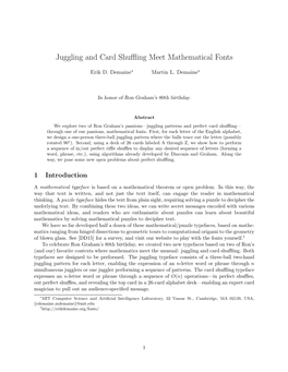 Juggling and Card Shuffling Meet Mathematical Fonts