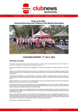 Intraining Running and Triathlon Club Weekly Newsletter
