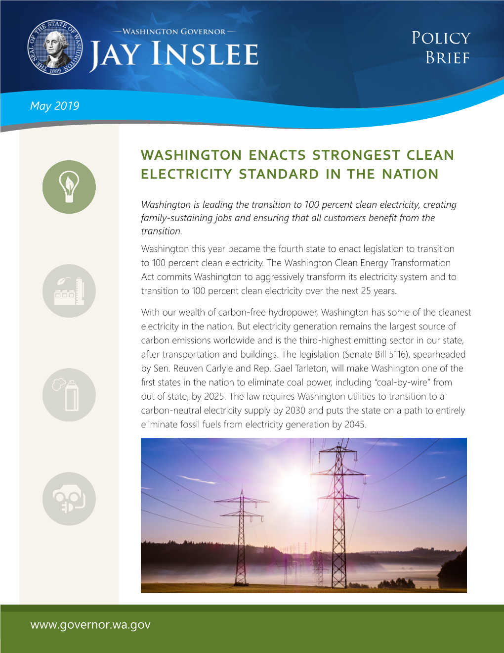 100% Clean Energy Policy Brief, May 2019