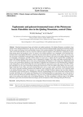 SCIENCE CHINA Taphonomic and Paleoenvironmental Issues of the Pleistocene Loessic Paleolithic Sites in the Qinling Mountains, C