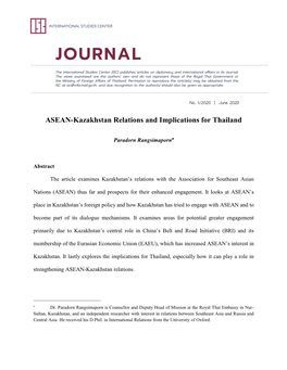 ASEAN-Kazakhstan Relations and Implications for Thailand