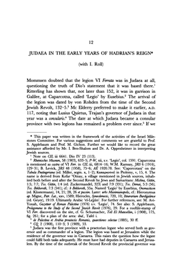 12 Judaea in the Early Years of Hadrian's Reign