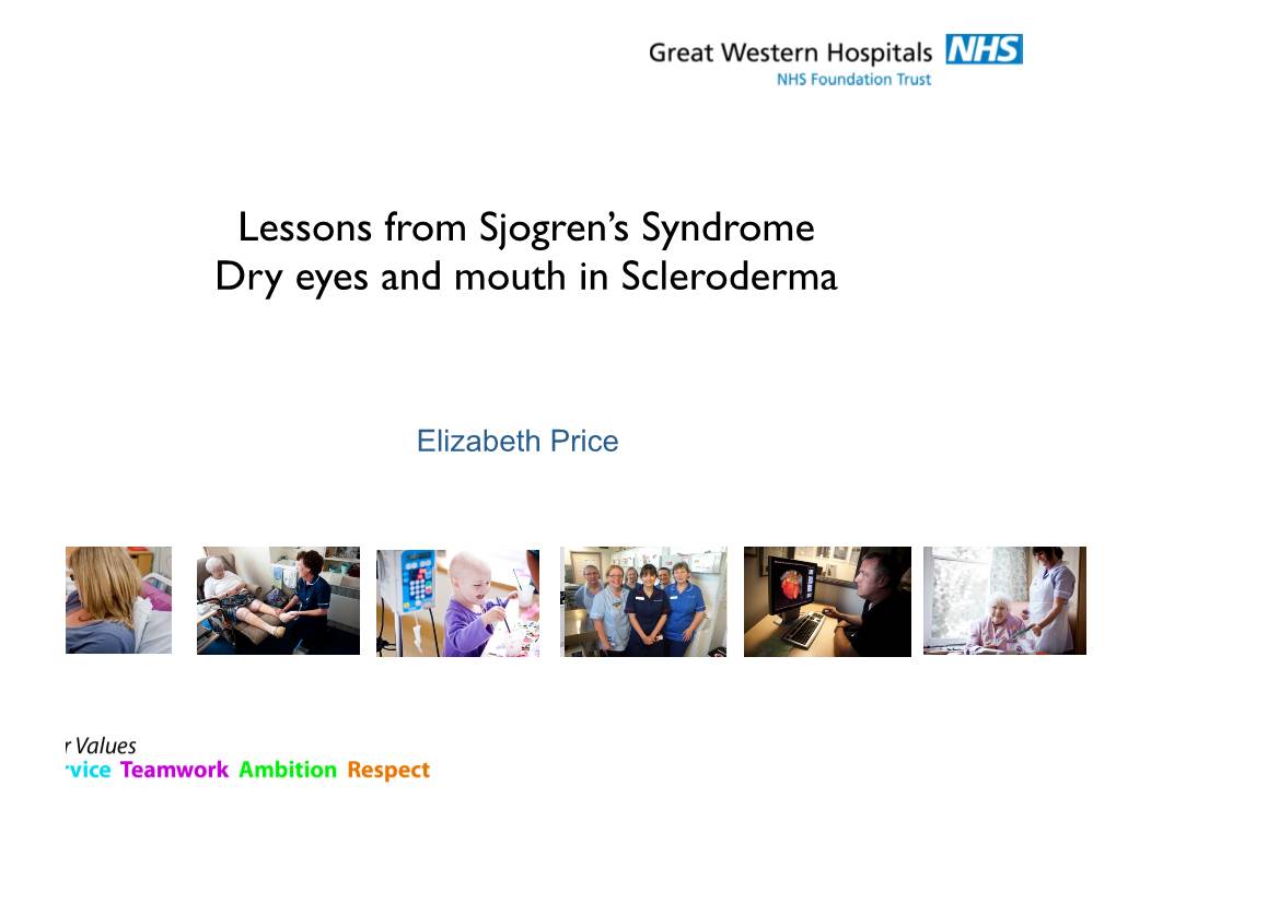 Lessons from Sjogren's Syndrome Dry Eyes and Mouth in Scleroderma