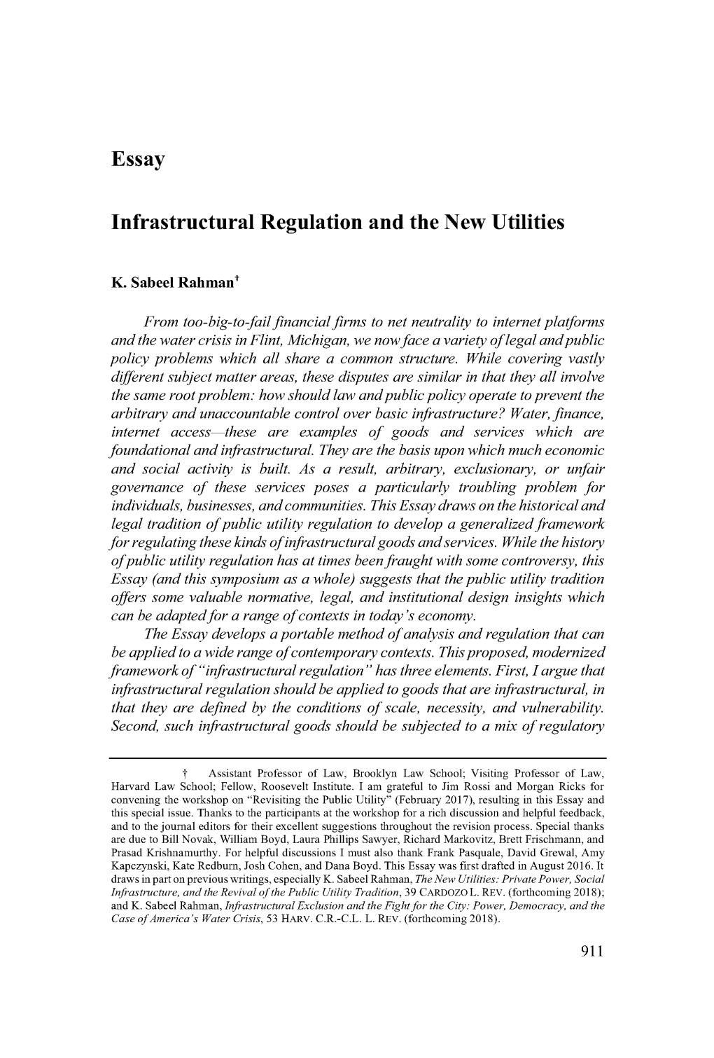 Infrastructural Regulation and the New Utilities