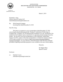 Wells Fargo & Company; ; Rule 14A-8 No-Action Letter