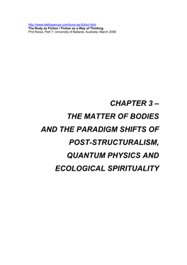 Chapter 3 – the Matter of Bodies and the Paradigm Shifts of Post-Structuralism, Quantum Physics And