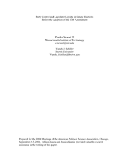 Joint Session As a Measure of Conflict in Senate Elections in State Legislatures