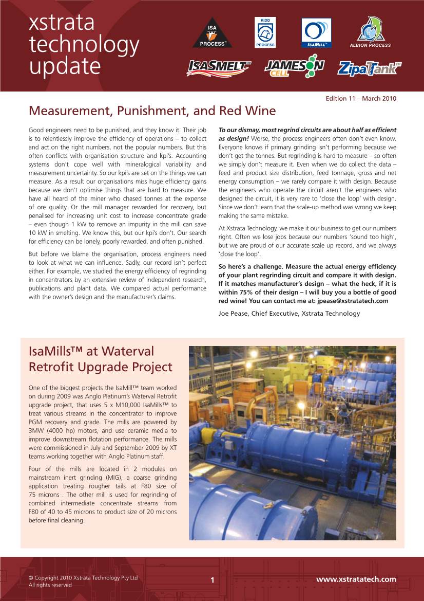 Measurement, Punishment, and Red Wine Isamills™ at Waterval Retrofit