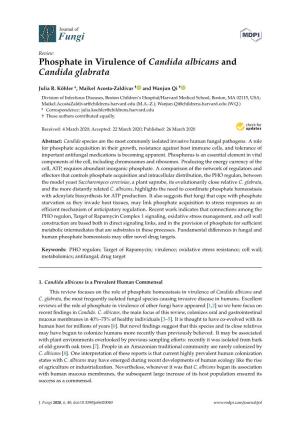 Phosphate in Virulence of Candida Albicans and Candida Glabrata