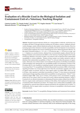 Evaluation of a Biocide Used in the Biological Isolation and Containment Unit of a Veterinary Teaching Hospital