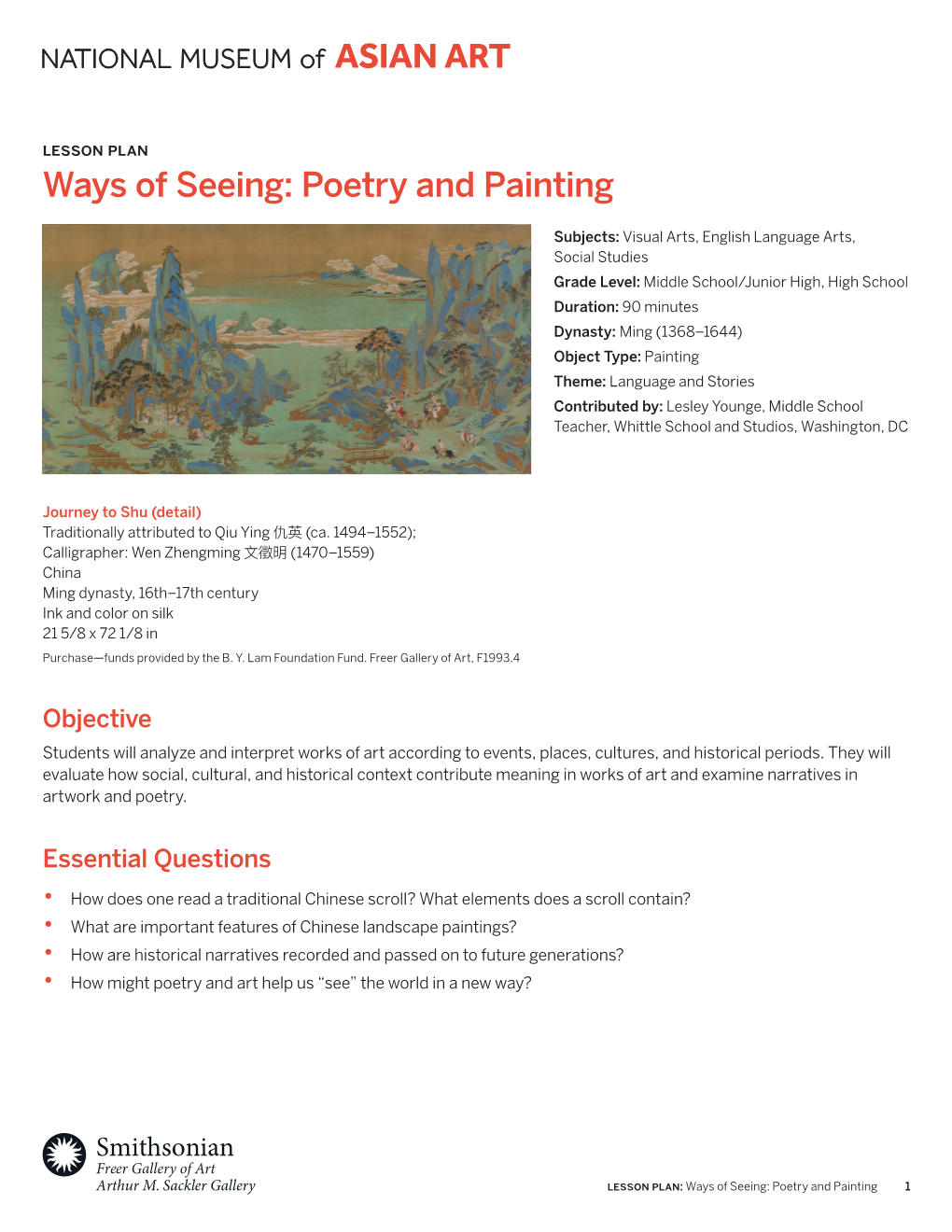 Ways of Seeing: Poetry and Painting