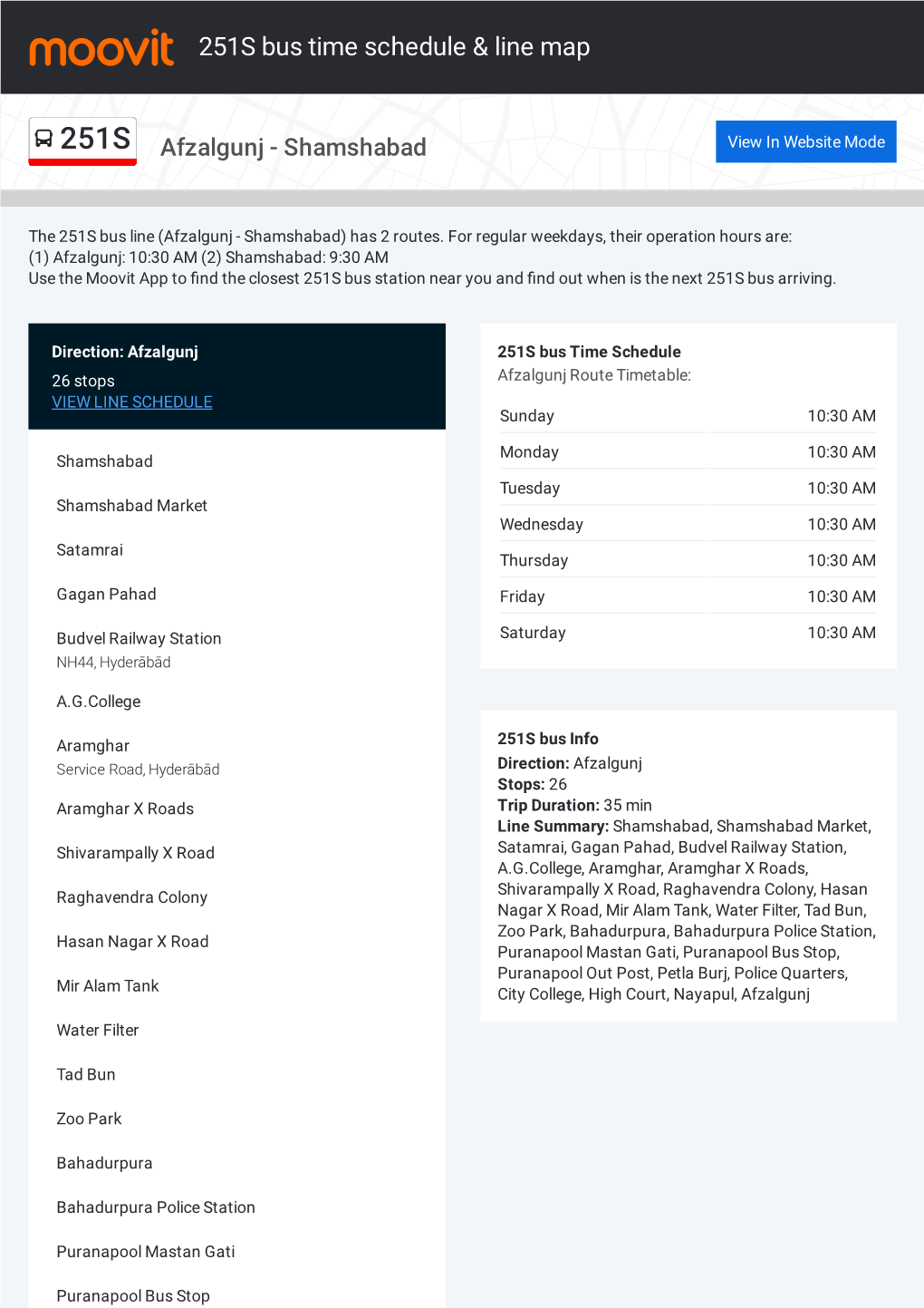 251S Bus Time Schedule & Line Route