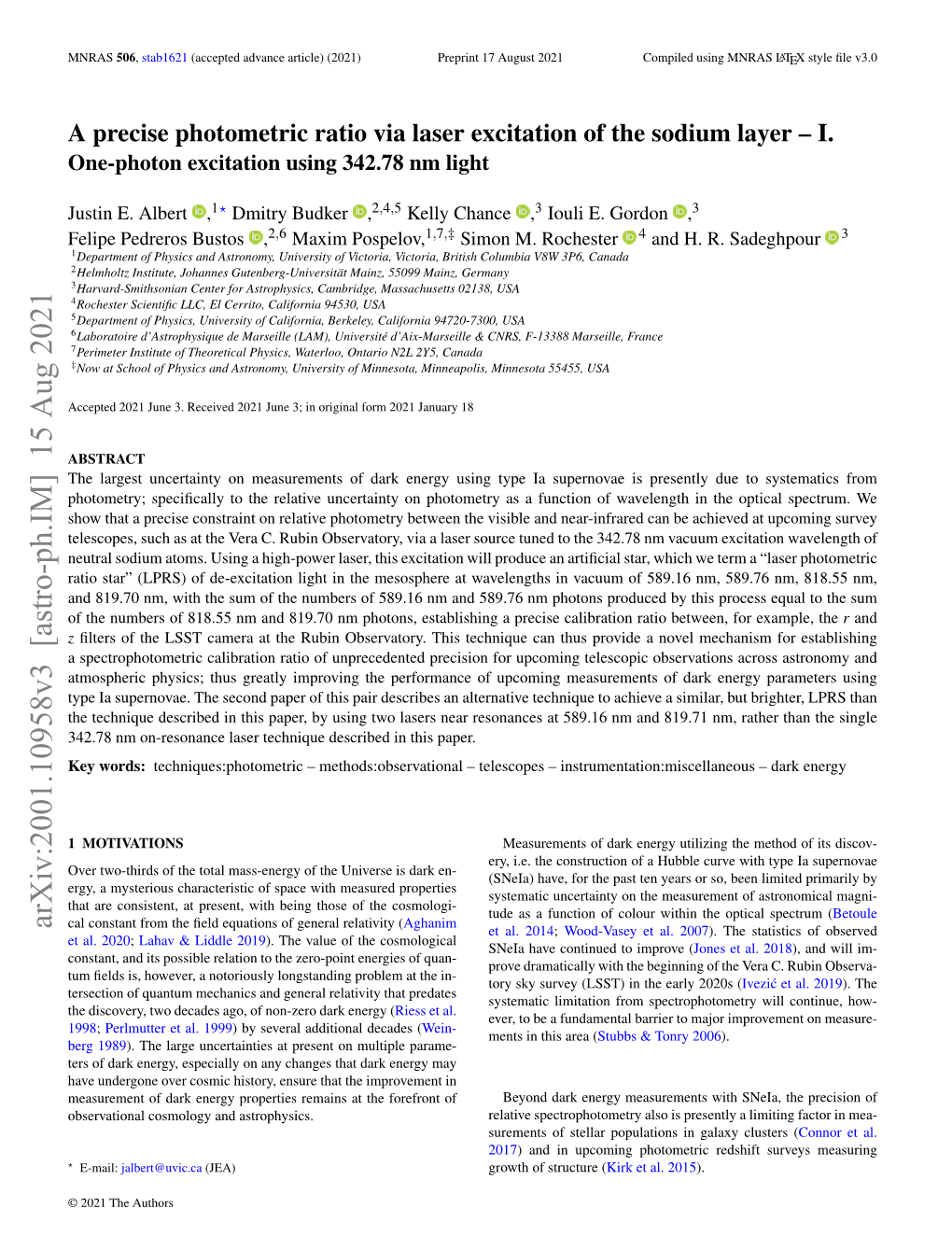 A Precise Photometric Ratio Via Laser Excitation of the Sodium Layer I