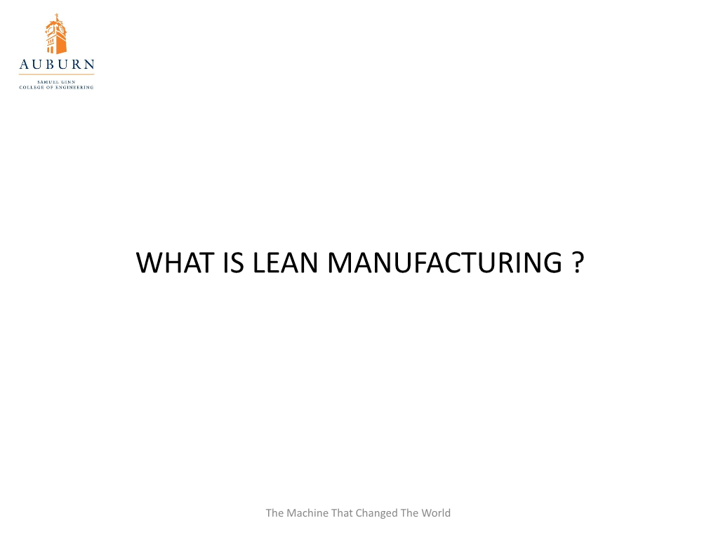 What Is Lean Manufacturing ?