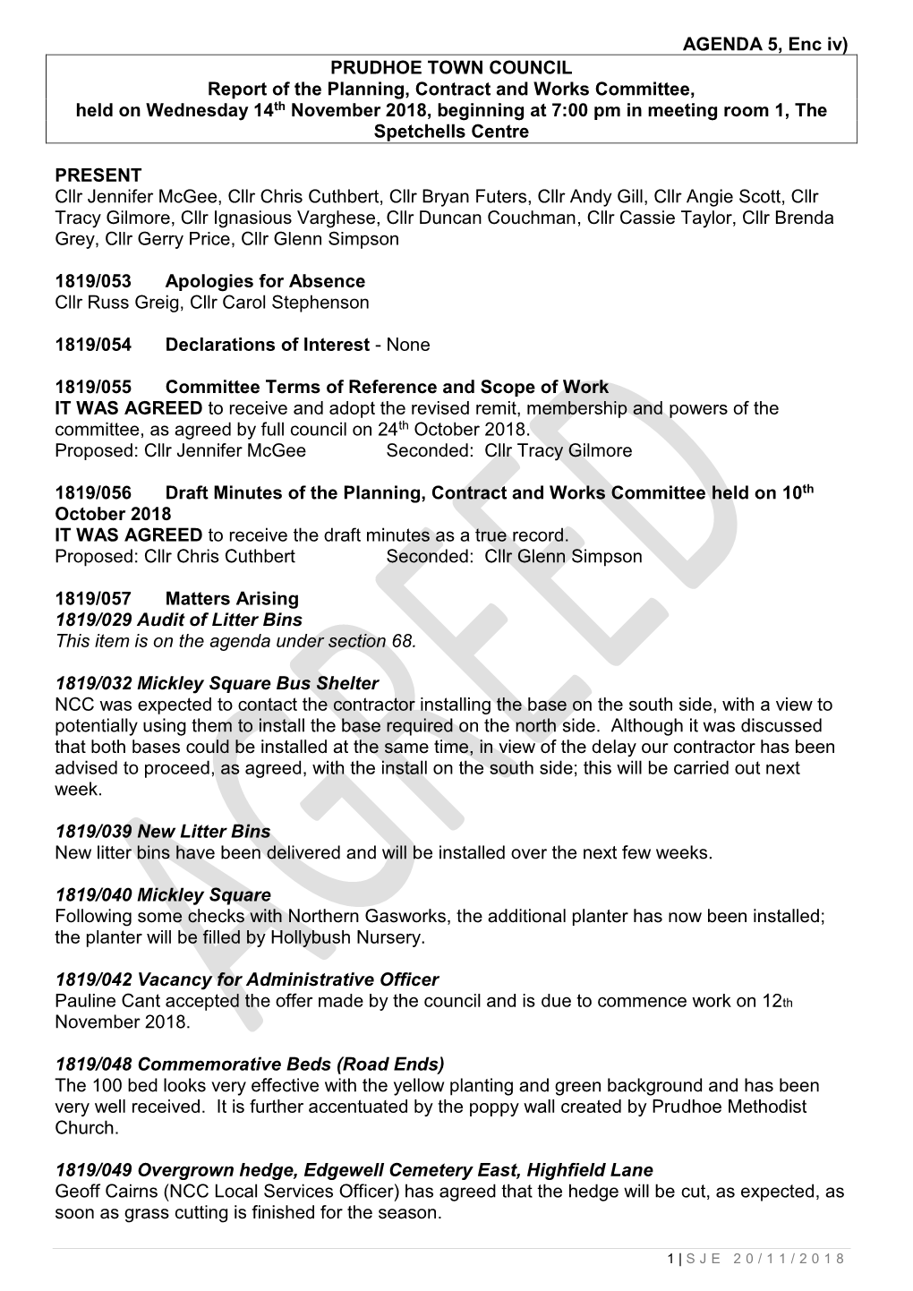 AGENDA 5, Enc Iv) PRUDHOE TOWN COUNCIL Report of the Planning