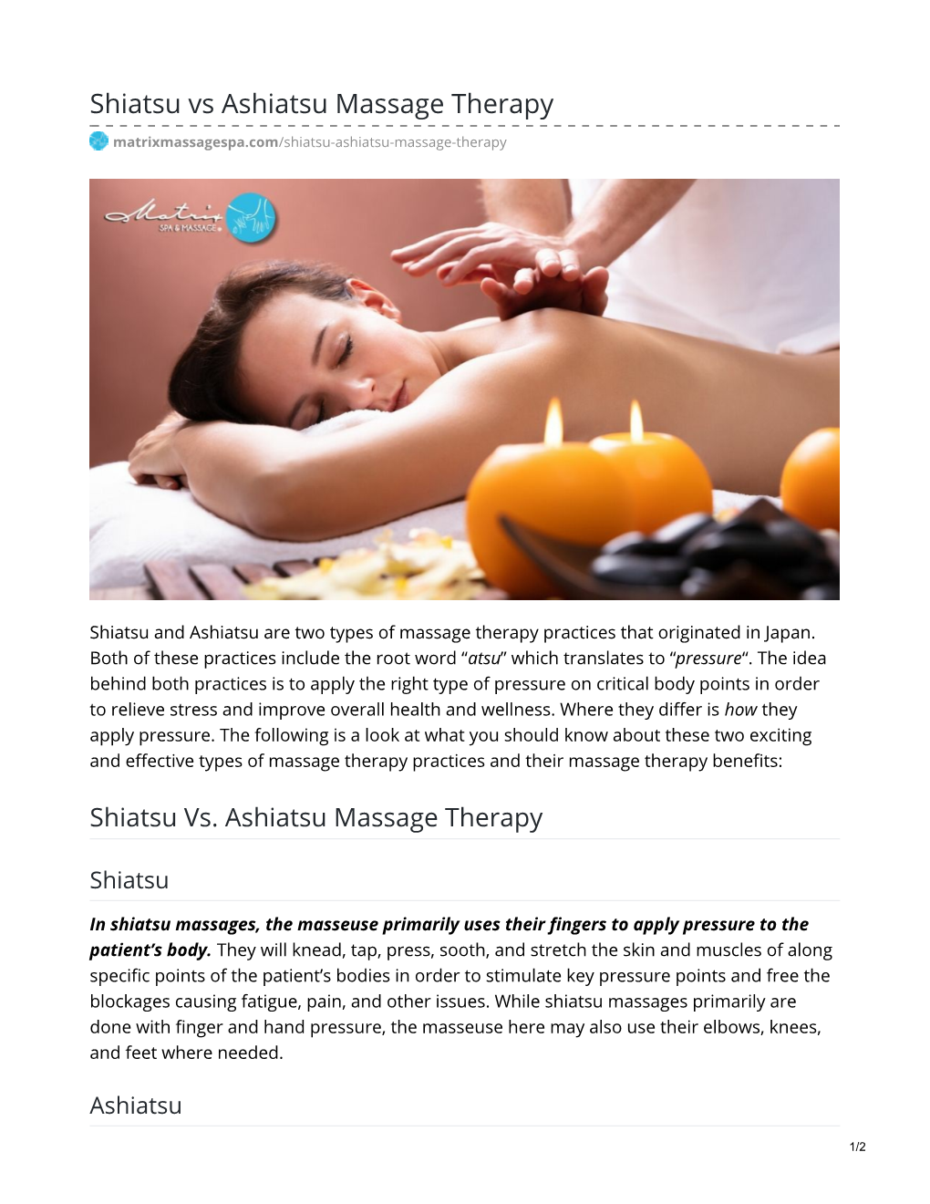 Shiatsu Vs Ashiatsu Massage Therapy