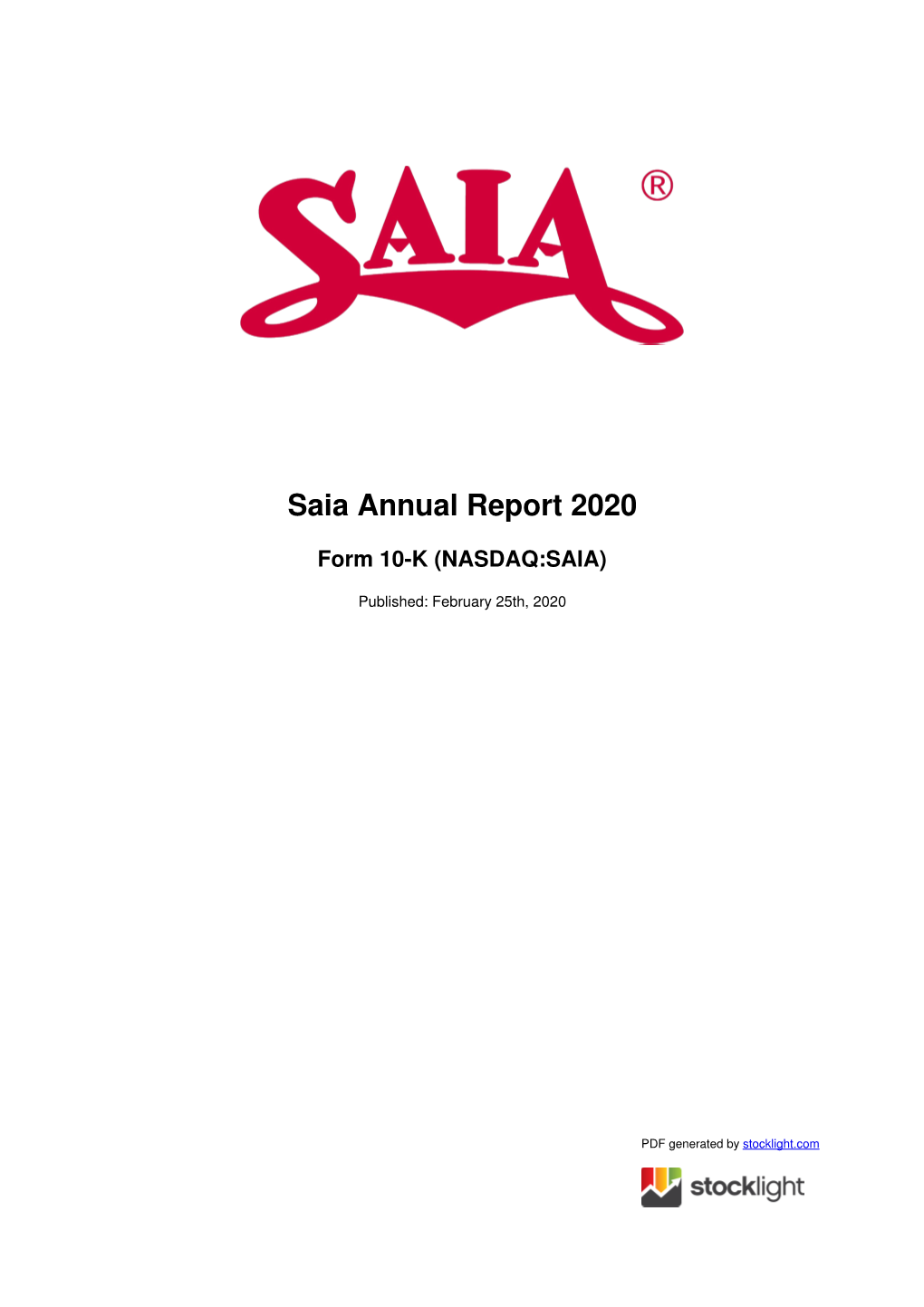 Saia Annual Report 2020