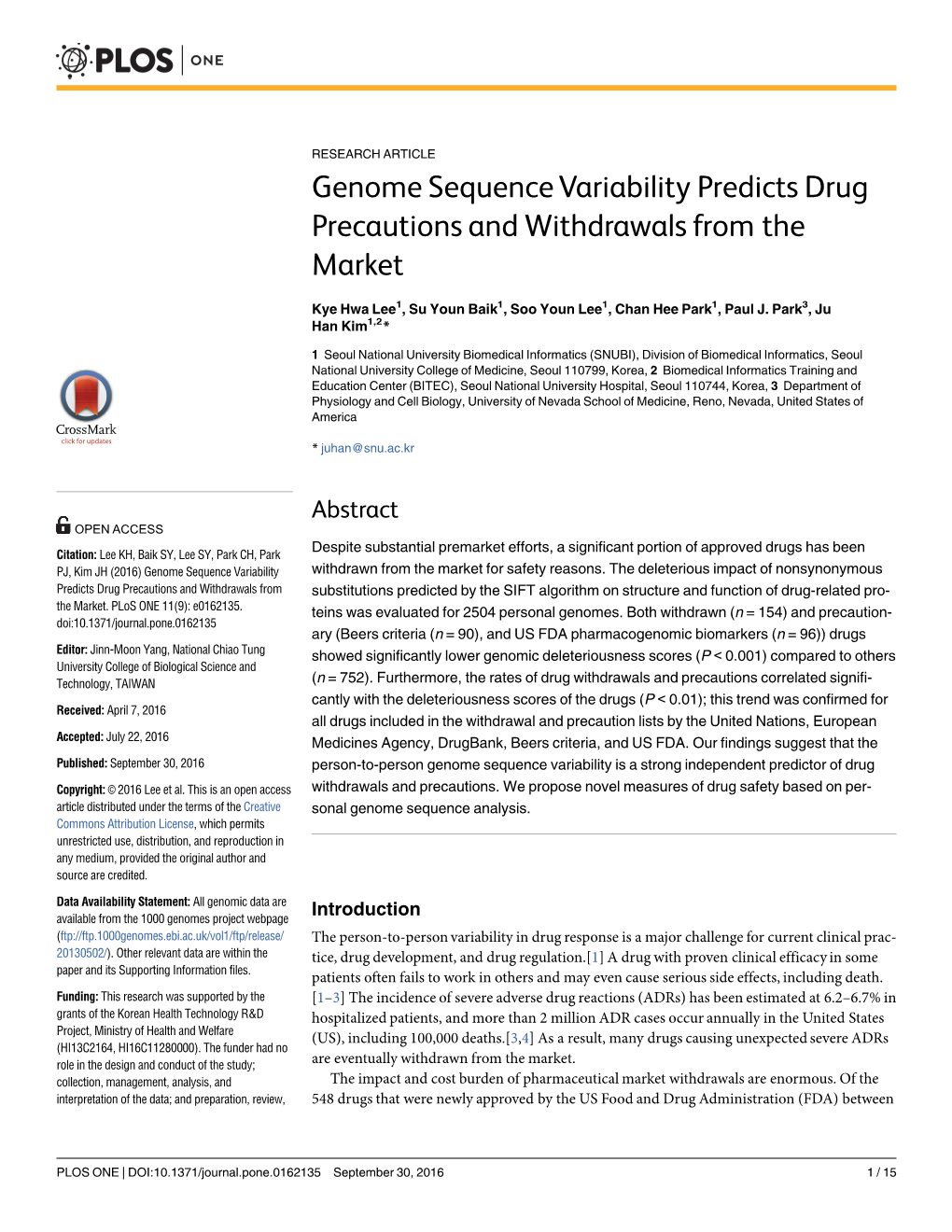 Genome Sequence Variability Predicts Drug Precautions and Withdrawals from the Market