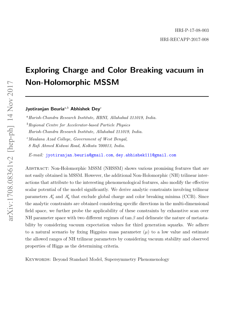 Exploring Charge and Color Breaking Vacuum in Non-Holomorphic MSSM