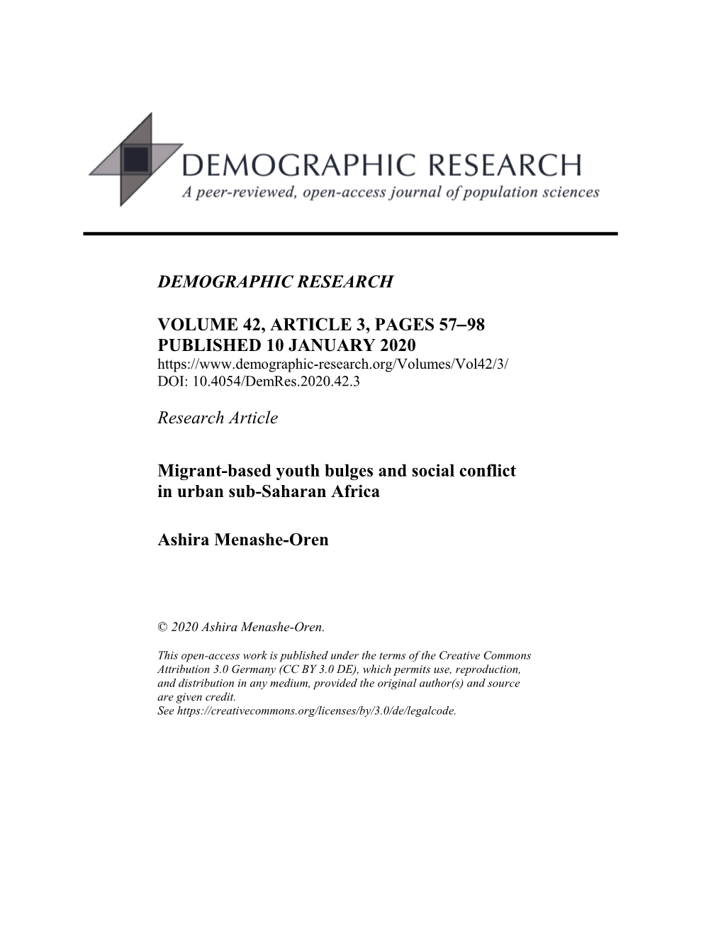Migrant-Based Youth Bulges and Social Conflict in Urban Sub-Saharan Africa