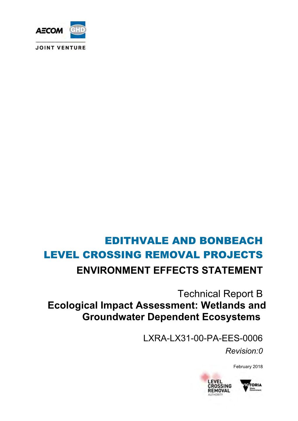 Technical Report B – Ecology: Wetlands and Groundwater