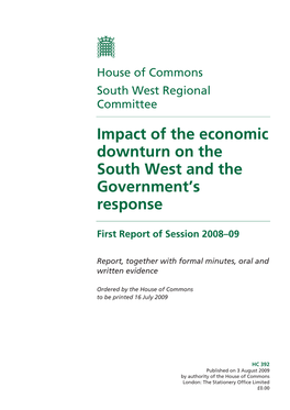 Impact of the Economic Downturn on the South West and the Government's Response
