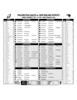 PHILADELPHIA EAGLES Vs. NEW ENGLAND PATRIOTS