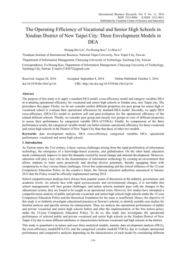 The Operating Efficiency of Vocational and Senior High Schools in Xindian District of New Taipei City: Three Envelopment Models in DEA