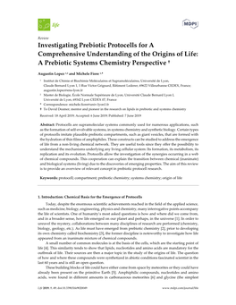Investigating Prebiotic Protocells for a Comprehensive Understanding of the Origins of Life: a Prebiotic Systems Chemistry Perspective †