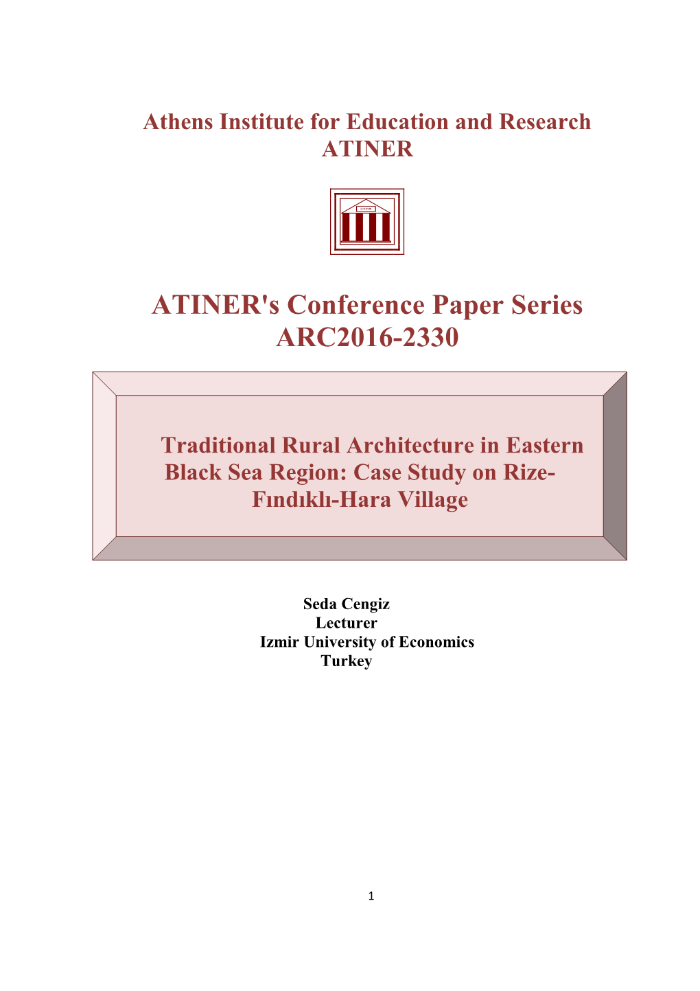 ATINER's Conference Paper Series ARC2016-2330