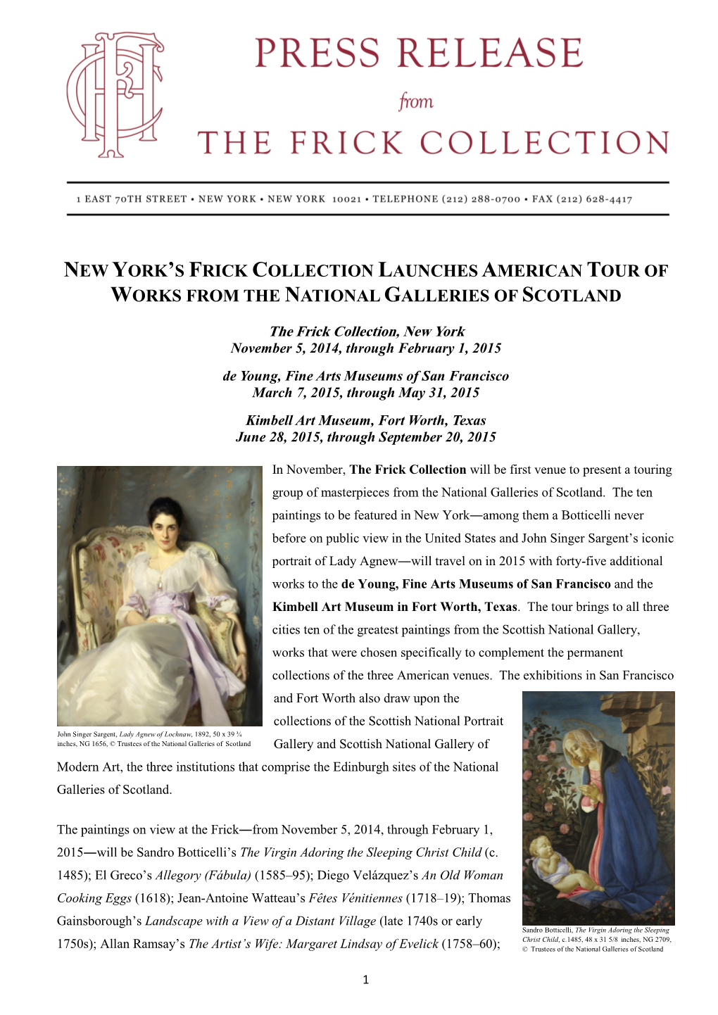 New York's Frick Collection Launches American Tour Of