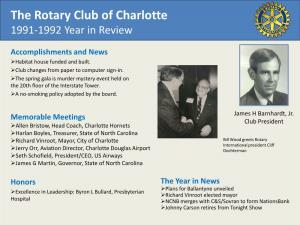 The Rotary Club of Charlotte 1991-1992 Year in Review