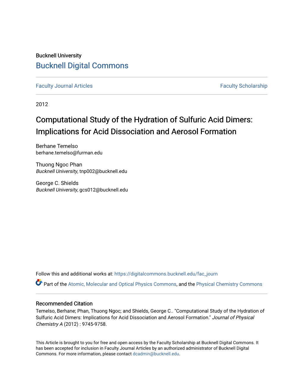 Computational Study of the Hydration of Sulfuric Acid Dimers: Implications for Acid Dissociation and Aerosol Formation