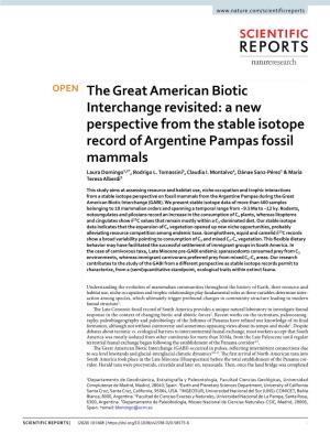 The Great American Biotic Interchange Revisited: a New Perspective from the Stable Isotope Record of Argentine Pampas Fossil Mammals Laura Domingo1,2*, Rodrigo L