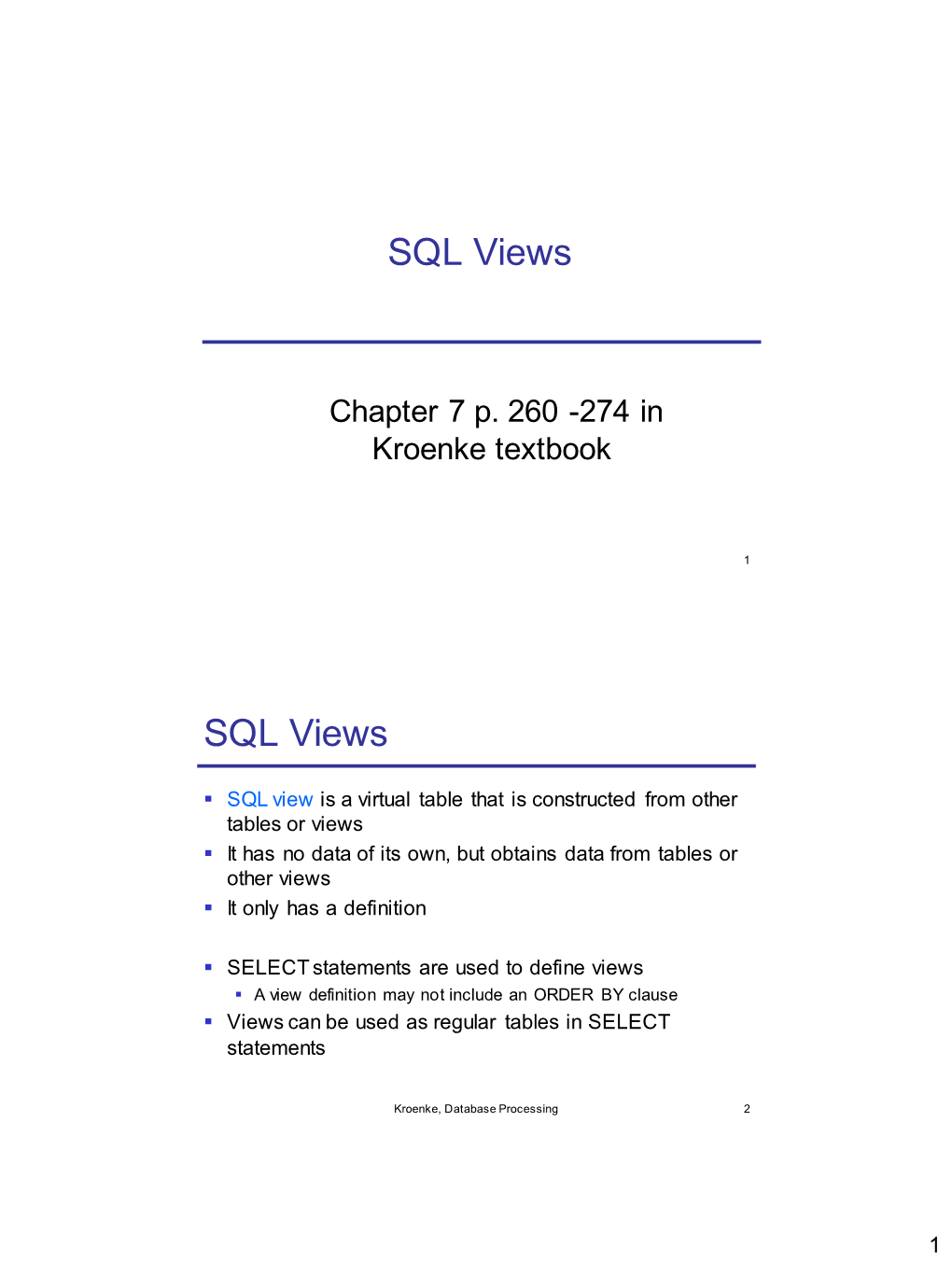 SQL Views SQL Views