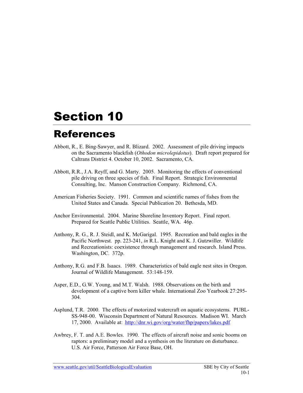 Section 10 References Abbott, R., E