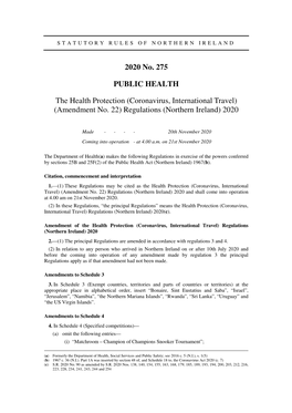 Regulations (Northern Ireland) 2020
