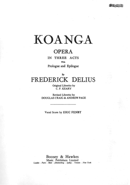 KOANGA OPERA in THREE ACTS with Prologue and Epilogue