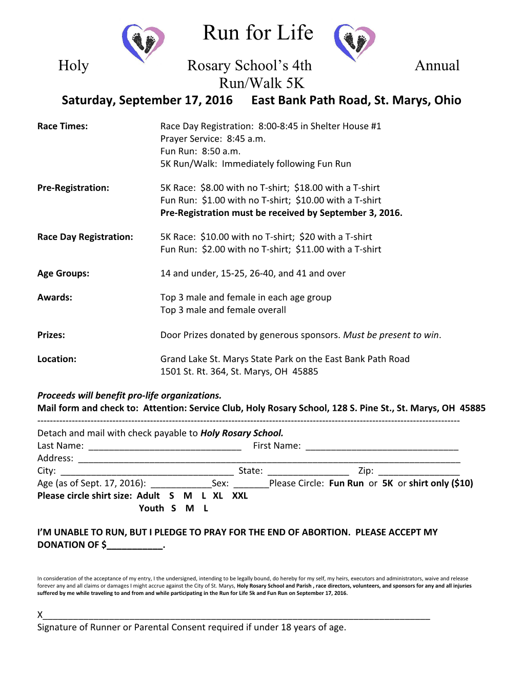 Holy Rosary School S 4Th Annual Run/Walk 5K