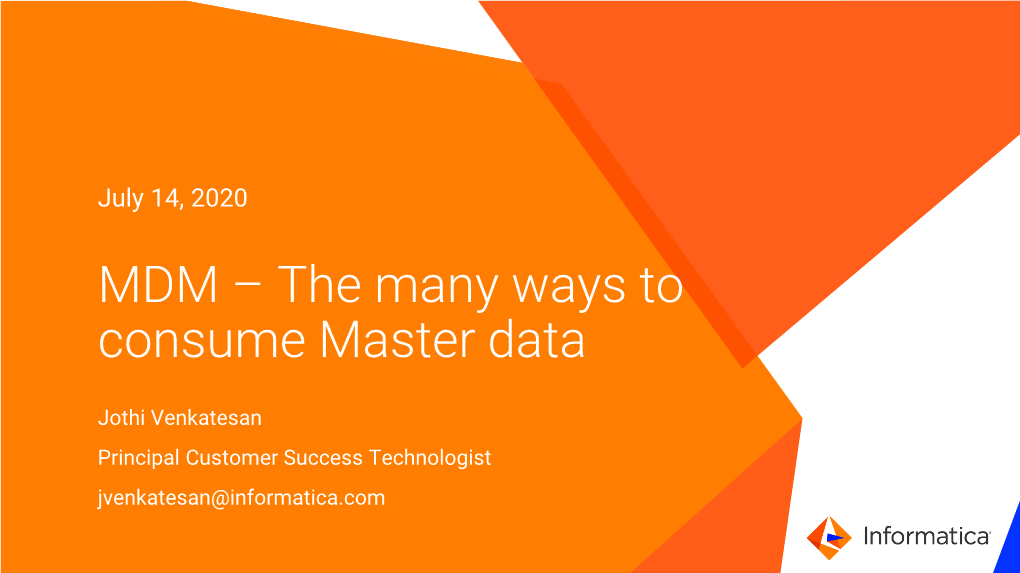 MDM – the Many Ways to Consume Master Data