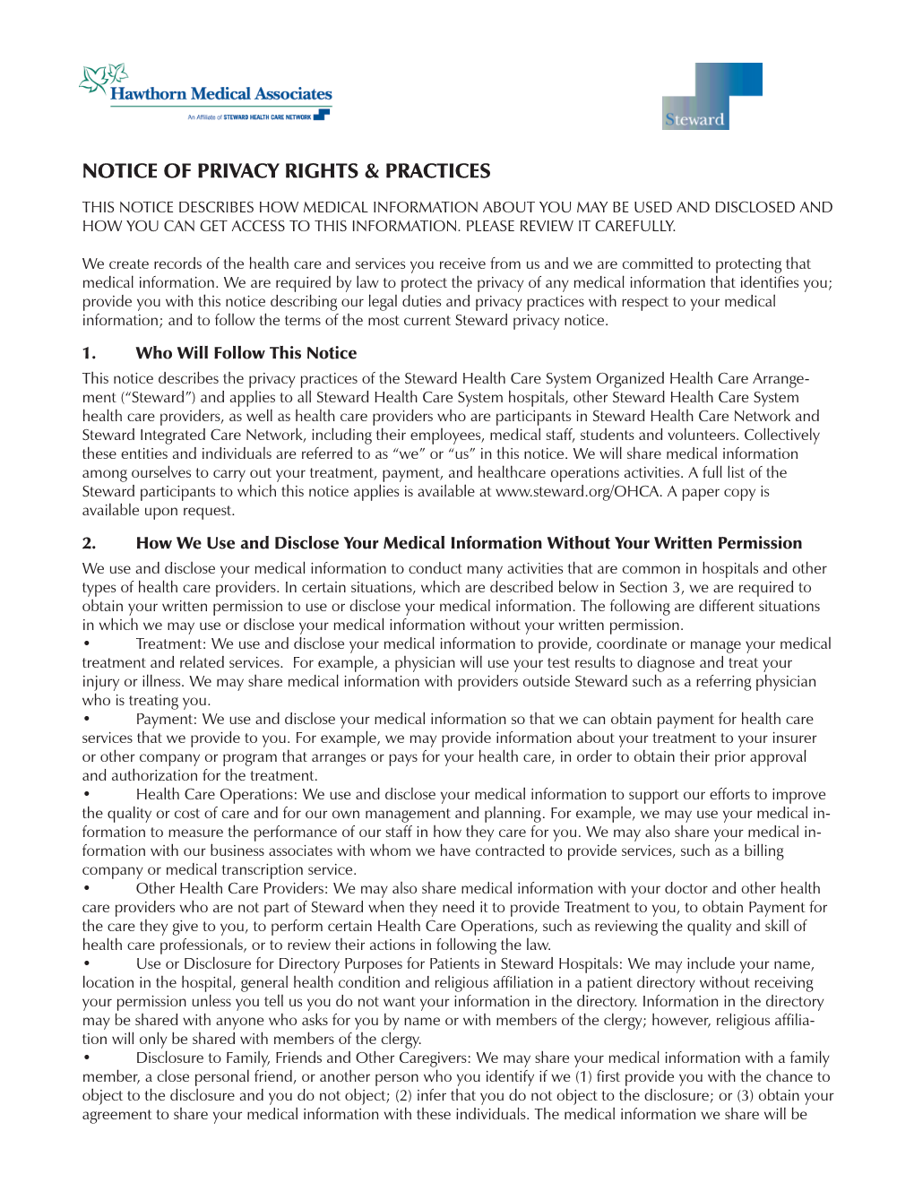 Notice of Privacy Rights & Practices