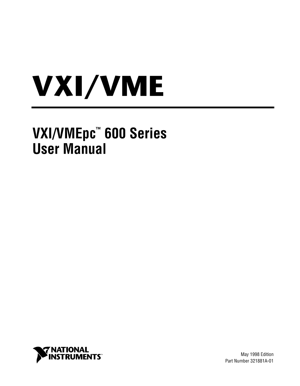 VXI/Vmepc 600 Series User Manual And