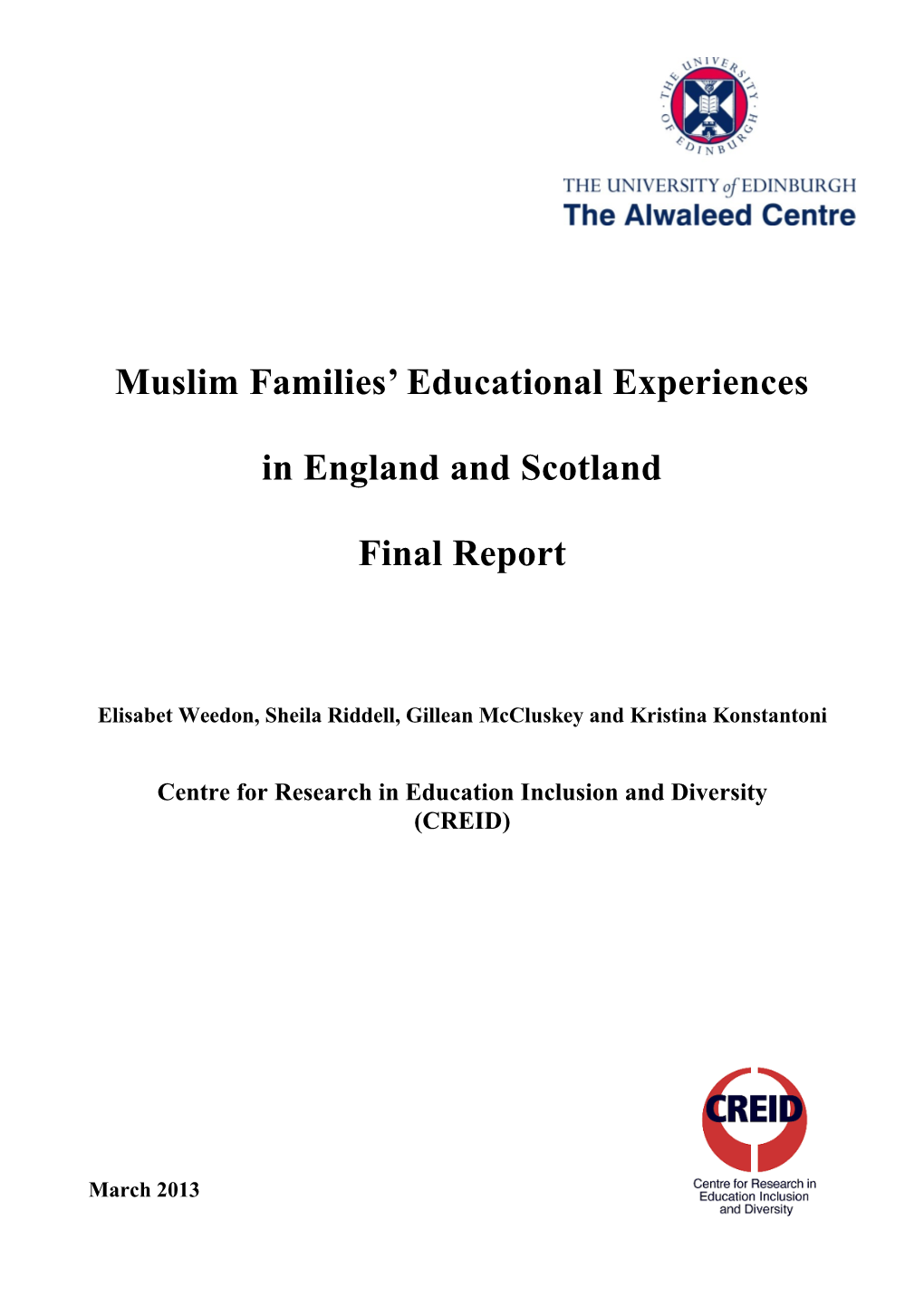 Muslim Families' Educational Experiences in England And