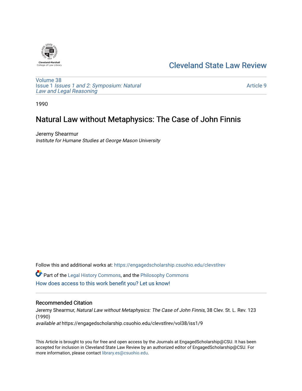 Natural Law Without Metaphysics: the Case of John Finnis