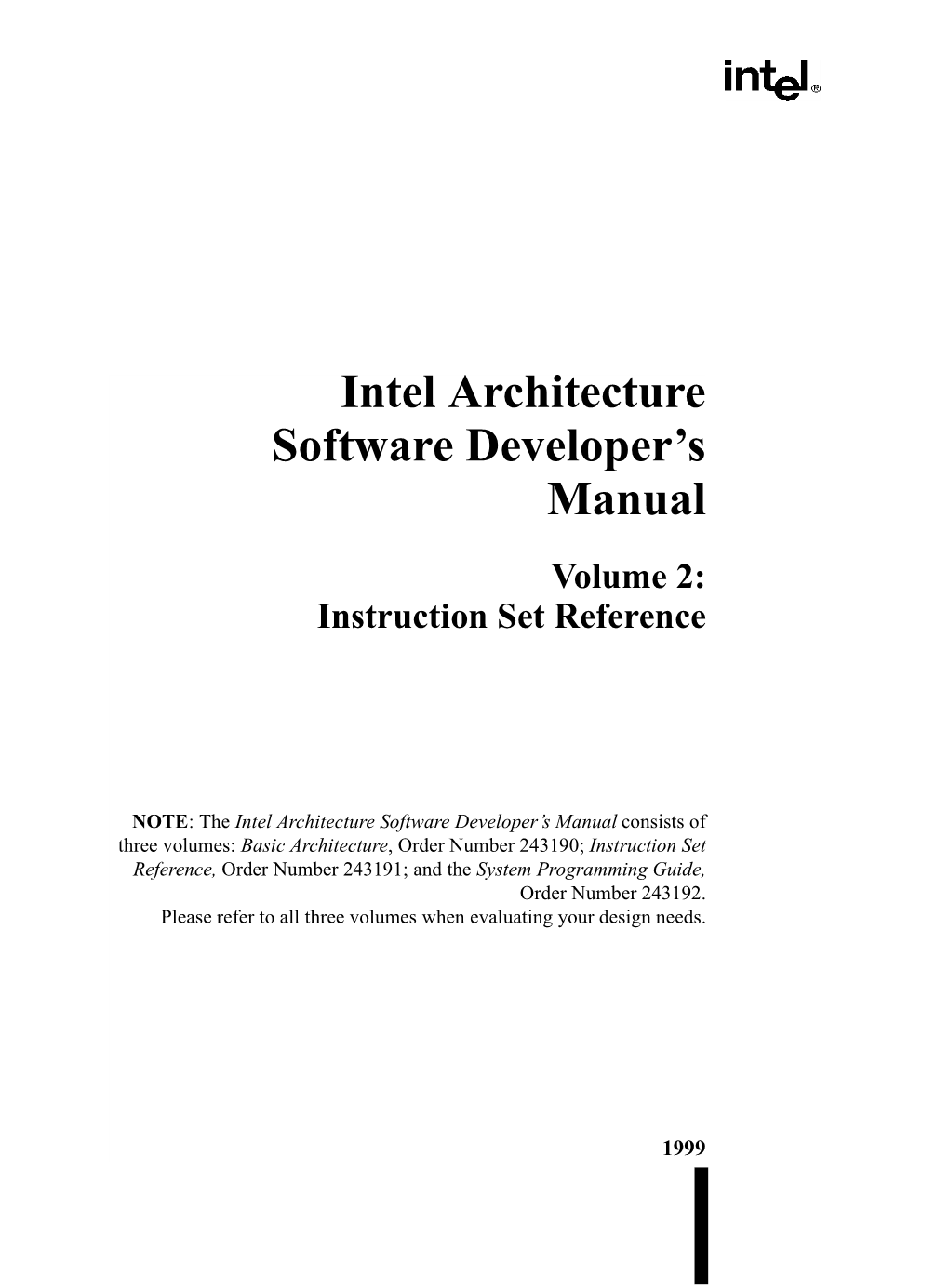 Intel Architecture Software Developer's Manual